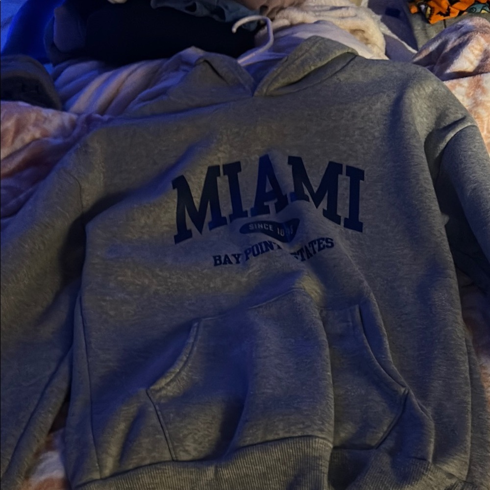 SHEIN Gray Miami Print Hoodie